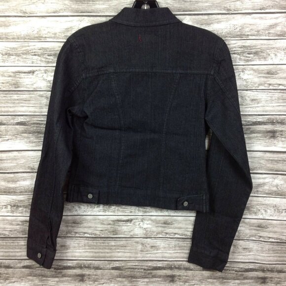 Dickies Girl Black Denim Jean Jacket Juniors Large High Waist Button Front - Picture 2 of 2